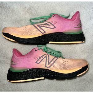 Pink and orange New Balance running shoes with fresh foam - size 10